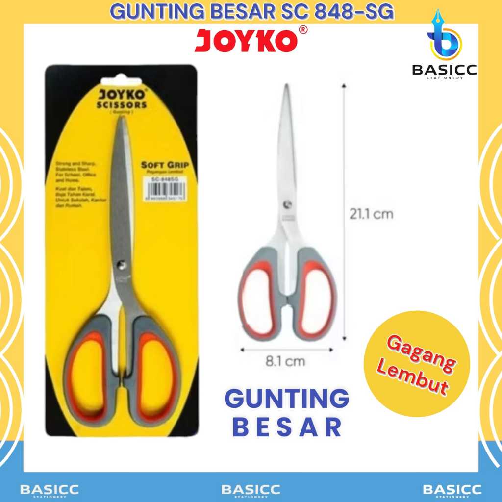 

Joyko Gunting Stainless Besar Soft Grip SC- 848 SG | @1Pcs