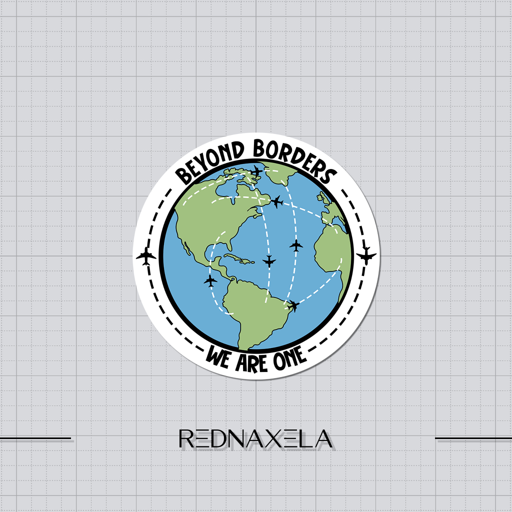 

Stiker Vinyl Stiker Koper Beyond Borders We Are One Travel Suitcase Sticker