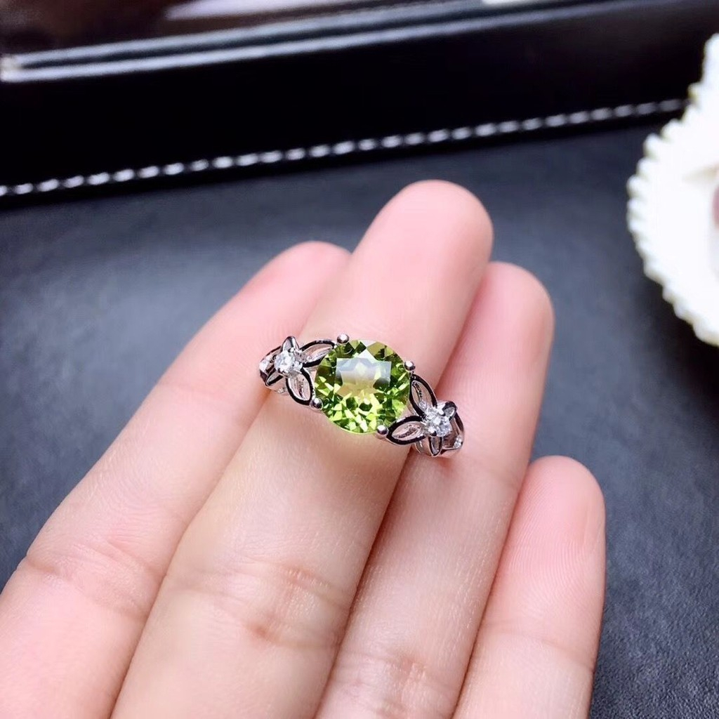 S925Sterling Silver Natural Peridot Ring