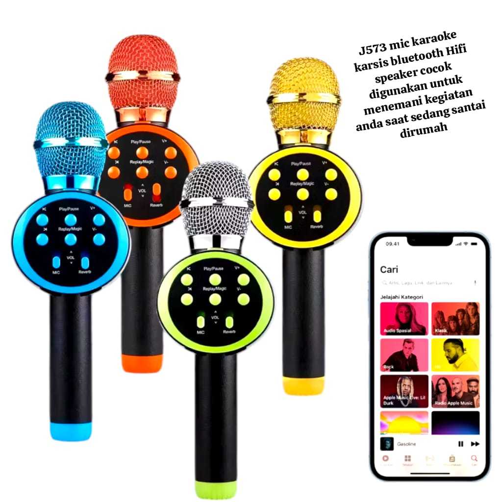 J573 ORIGINAL MIC KARAOKE KARSIS BLUEOTHOOT MIK BLUETOOTH MIX BLUETUT BLUTUT WIRELLESS HIFI SPEAKER