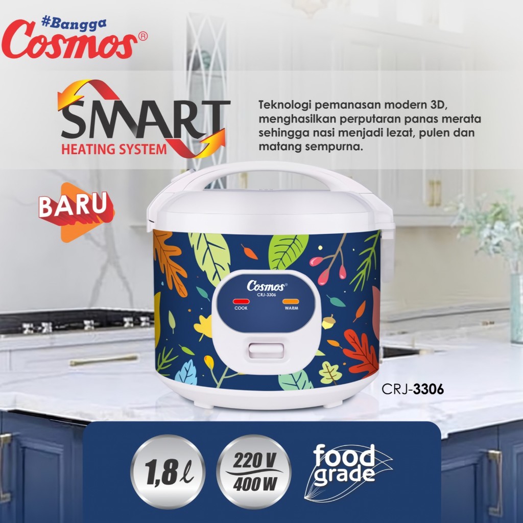 Magic Com Cosmos 1.8 Liter 3 in 1 CRJ-3306 / MAGICCOM Rice Cooker Penanak Nasi