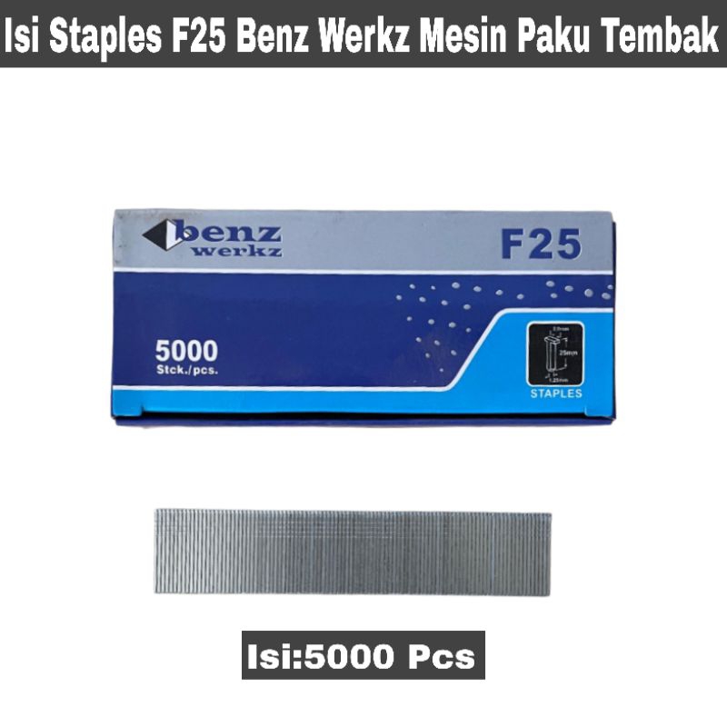 

( 5000 Pcs ) Isi Staples Mesin Paku Tembak F 25 Benz Werkz | Paku Tembak Refill Air Nailer Gun Lurus
