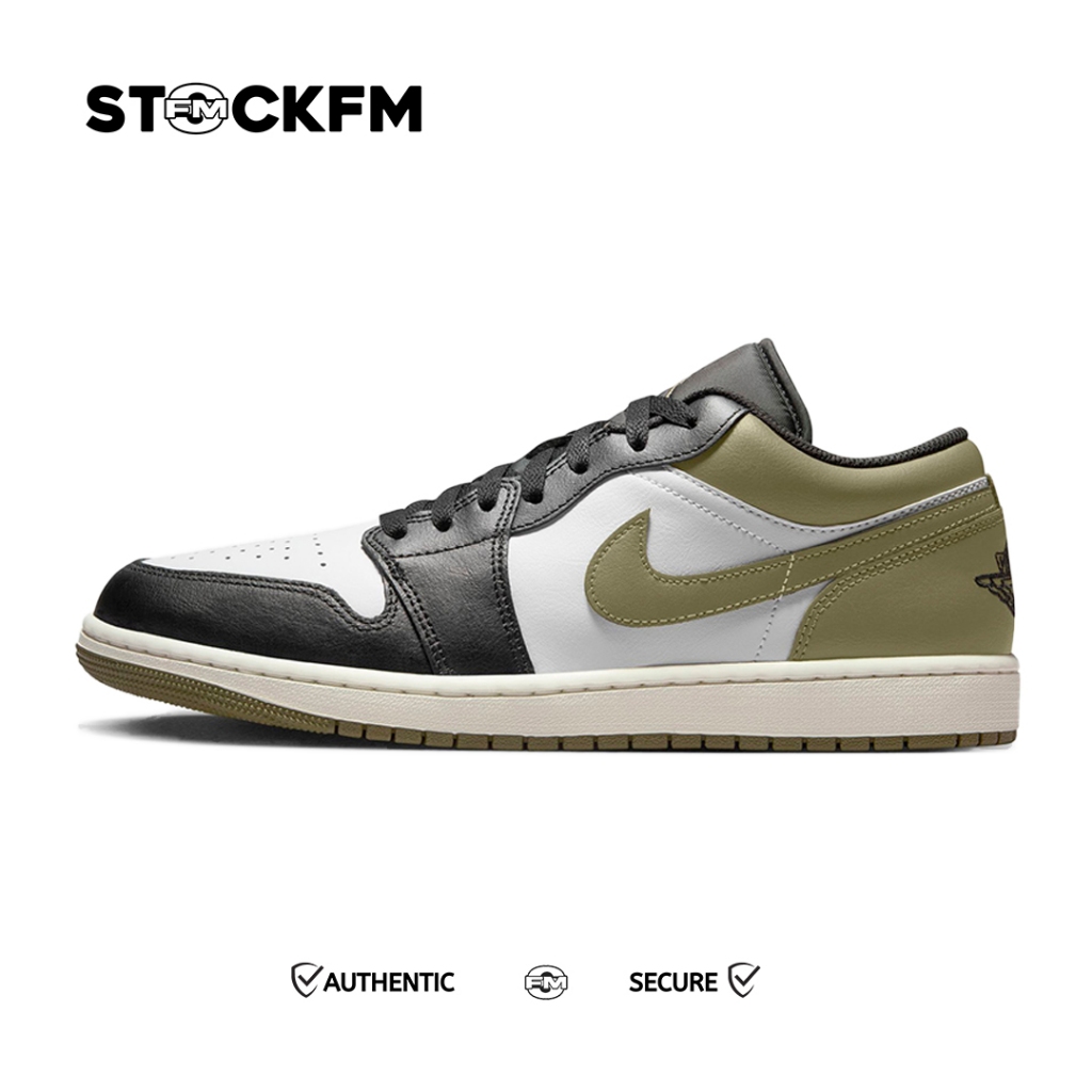 Nike Air Jordan 1 Low Black White Medium Olive Original
