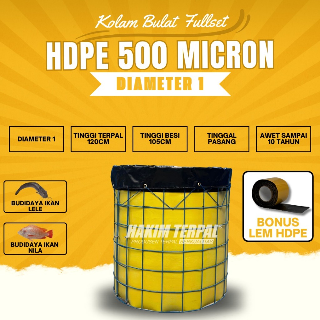 KOLAM BULAT HDPE 500 MICRON D1 FULLSET