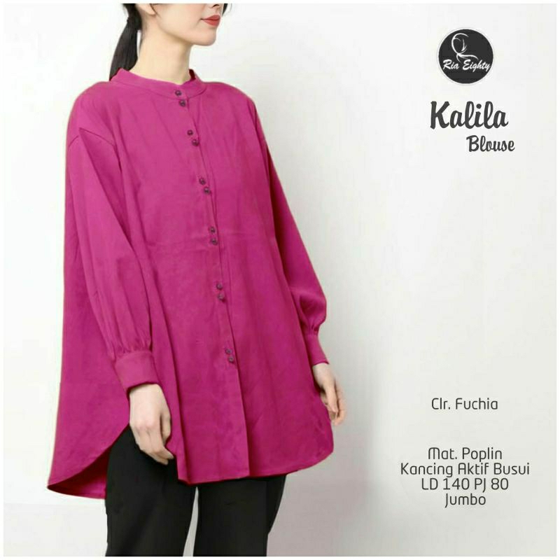 Fanta / Fuchia Kalila Kemeja Oversize LD 140 Fit XXXXXL Blouse Polos Kasual By Riaeighty