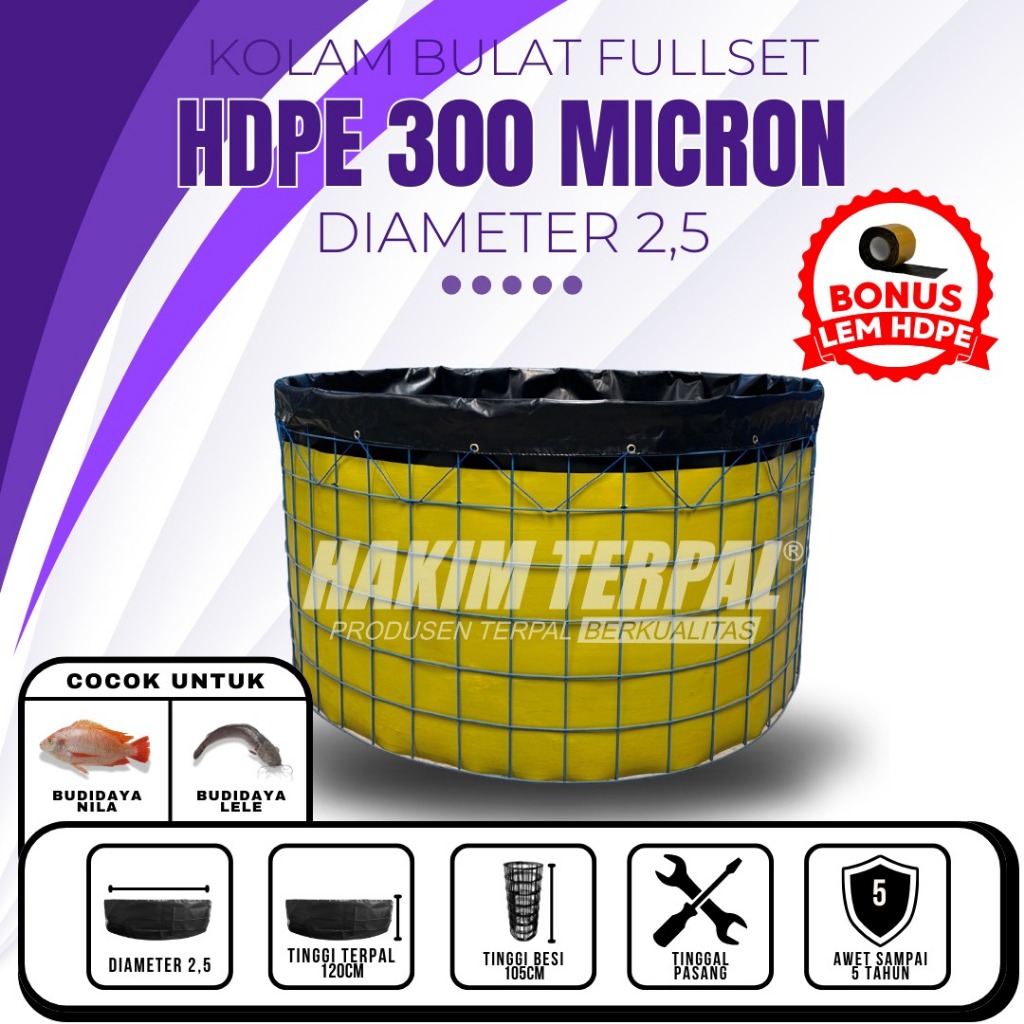 KOLAM BULAT D2.5 HDPE 300 MICRON FULLSET