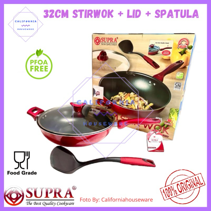 SUPRA Rosemary Stirwok 32cm+LID / Wajan Teflon Supra 32cm+Tutup
