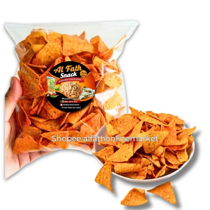 

Keripik Jagung Tortilla Chips 150 gram - Snack Kiloan Barbeque Balado Corn Chips