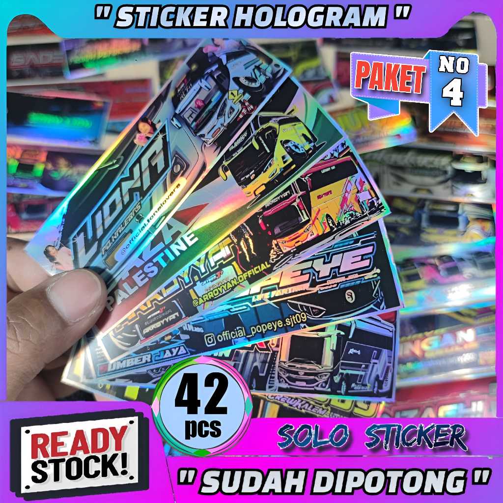 

42 Pcs Stiker Bus Hologram Telolet Basuri Sticker Panjang Bus Mania SUDAH DIPOTONG Tinggal Tempel