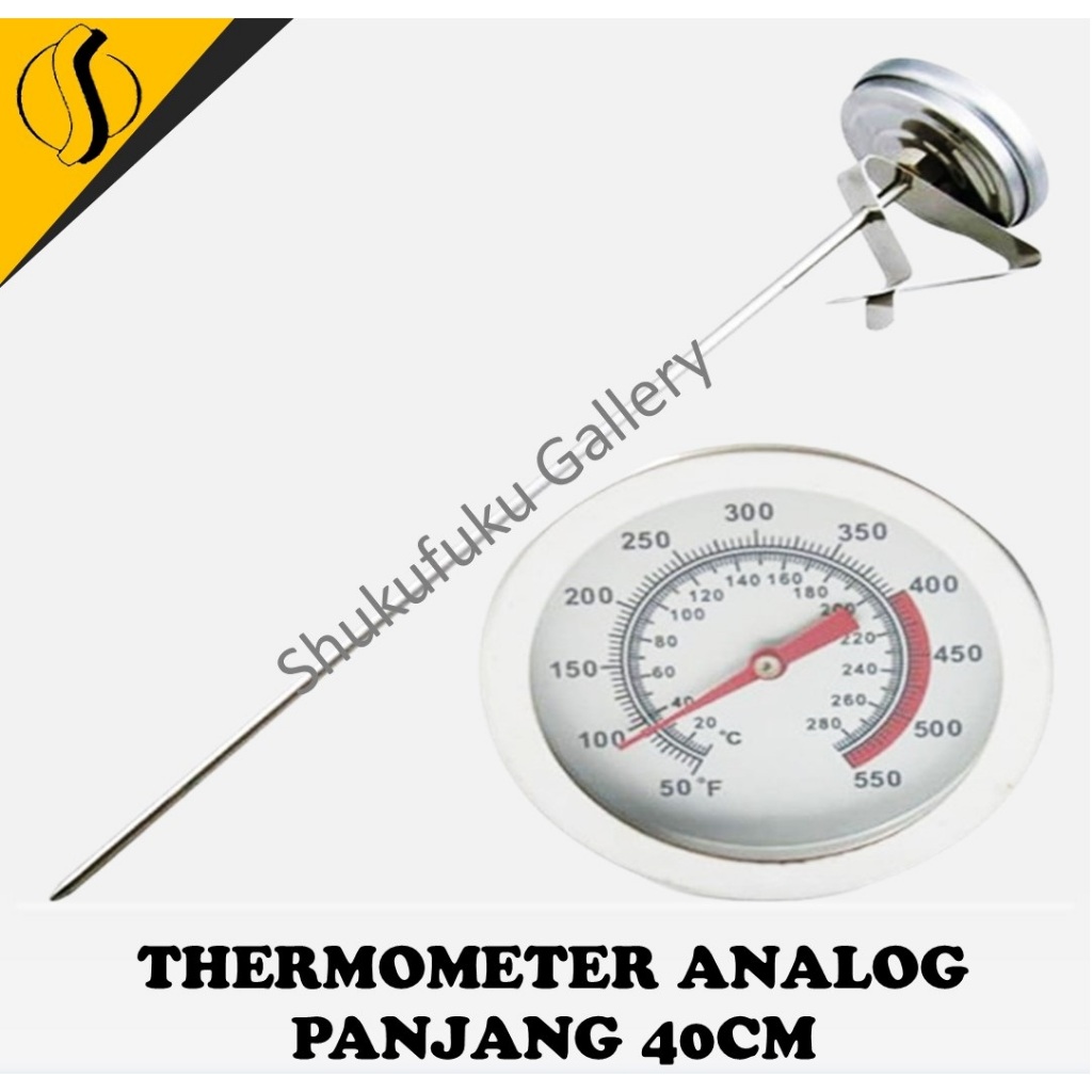 THERMOMETER ANALOG PANJANG 40CM / FRYING THERMOMETER STAINLESS STEEL 40CM/ UKUR SUHU MINYAK DAN AIR