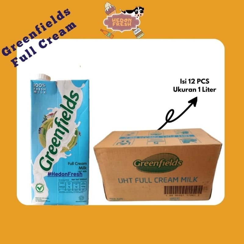 

Susu UHT Greenfields Full Cream 1 Liter isi 12 pcs Karton/Dus