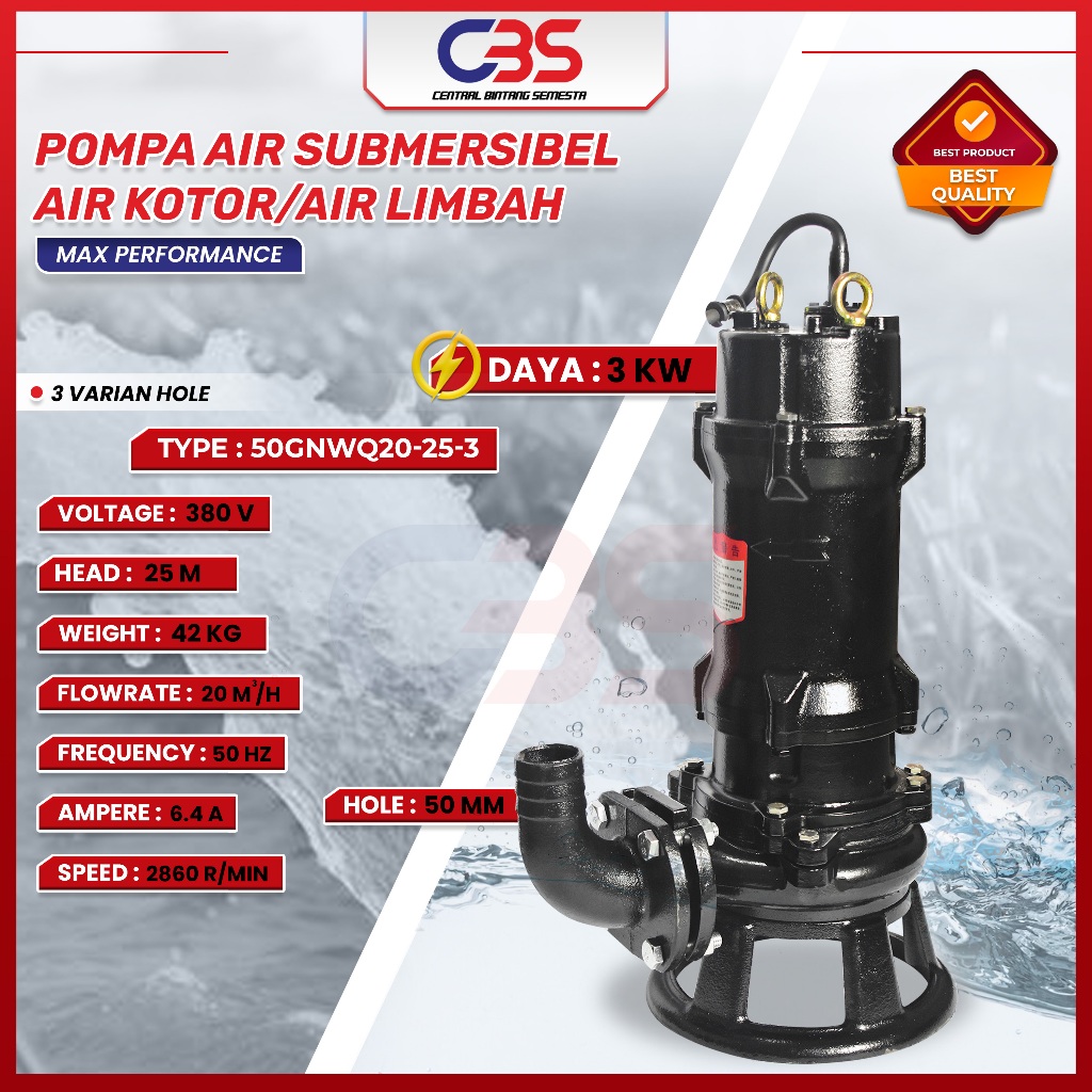 Pompa Air Celup Limbah – Pompa Celup Pemotongan pompa hisap lumpur pompa hisap septictank 3Kw