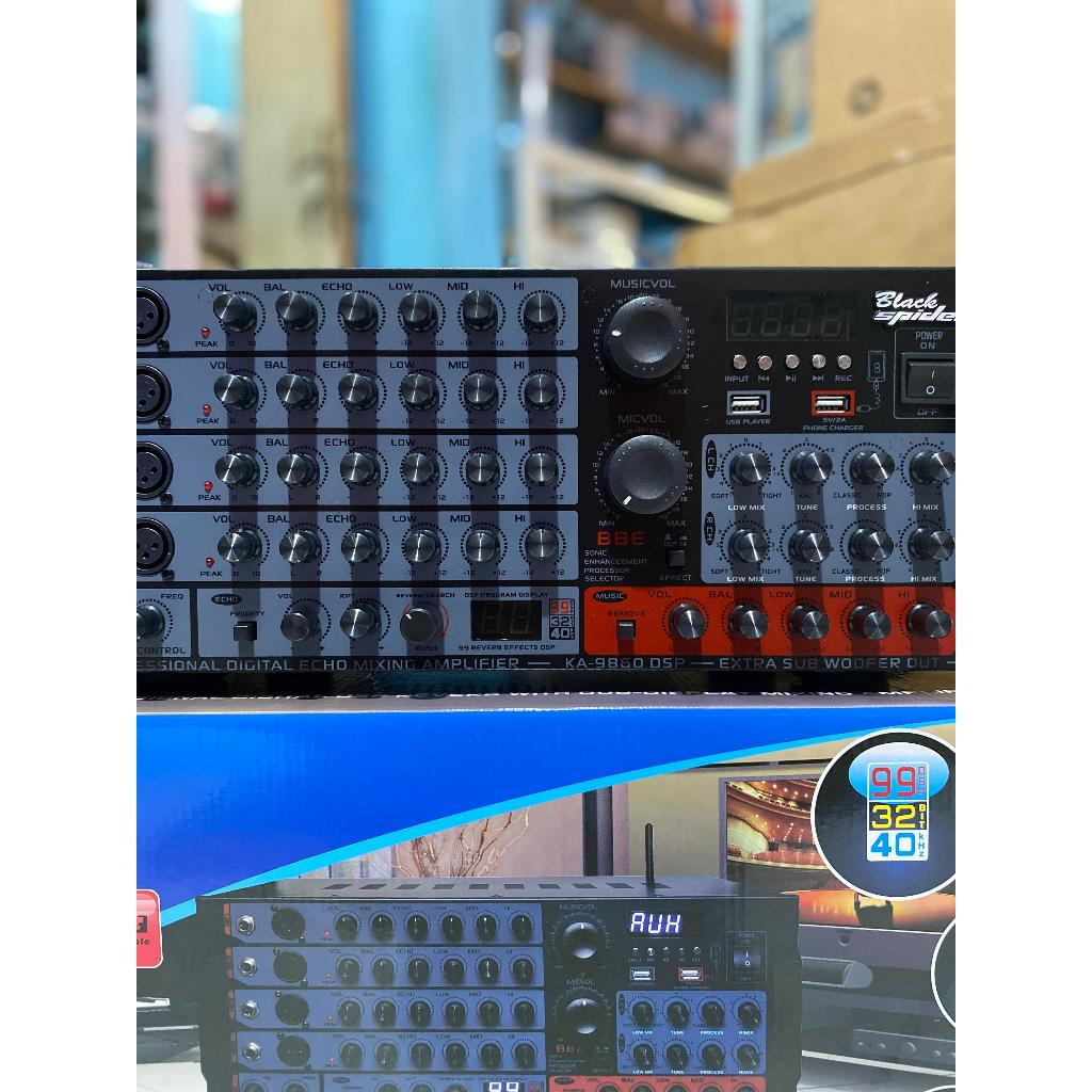 POWER AMPLI MIXER AMPLIFIER BLACK SPIDER KA9860 DSP KA 9860 KA-9860 5 Chanel ORIGINAL USB MP3 BLUETO