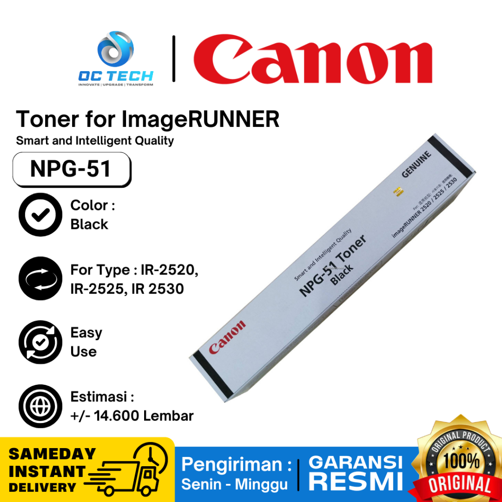 TINTA PRINTER CANON Cartridge Toner NPG 51 Black TONER NPG-51 Black Original