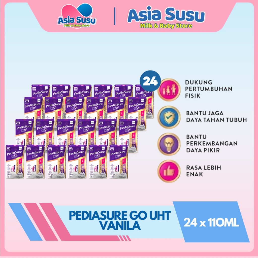 

[KARTONAN] PEDIASURE GO UHT VANILA / COKLAT 110ML - SUSU CAIR UHT ANAK 1-10 TAHUN