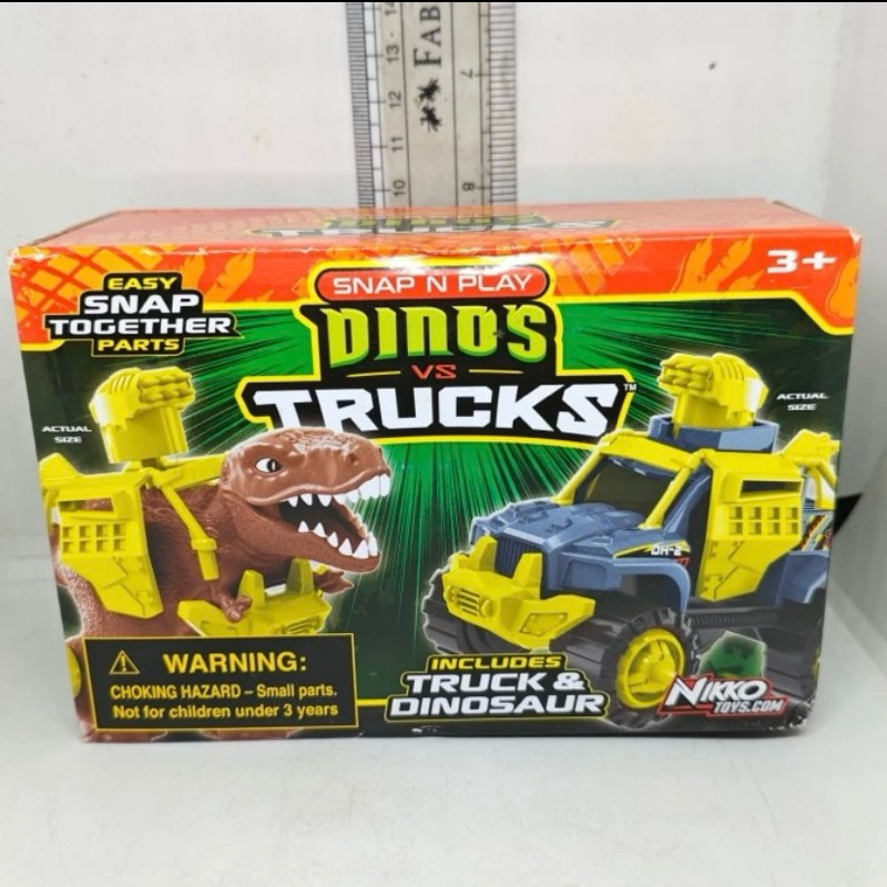 Mainan Anak Snap n Play Dinos VS Trucks Trex Ori Nikko Toys B