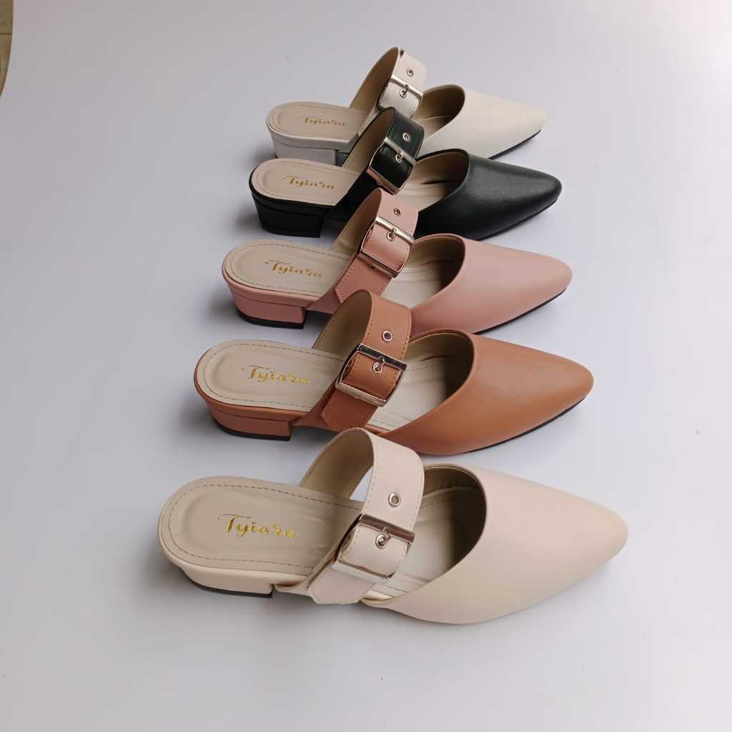 Sandal Heels Mules Wanita Tinggi Hak 3 cm
