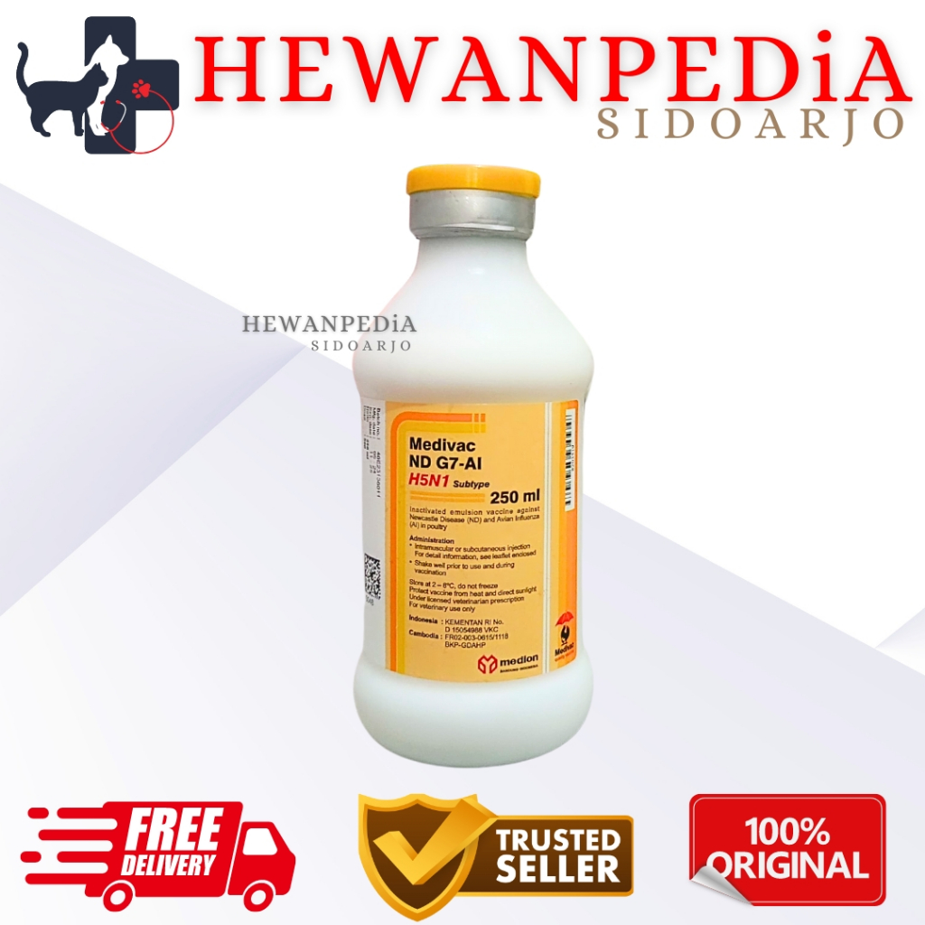 Vaksin Medivac ND G7 AI H5N1 250 ml Dosis 500 Ekor - Vaksin Ayam Mencegah Tetelo Aratan Mati Mendada