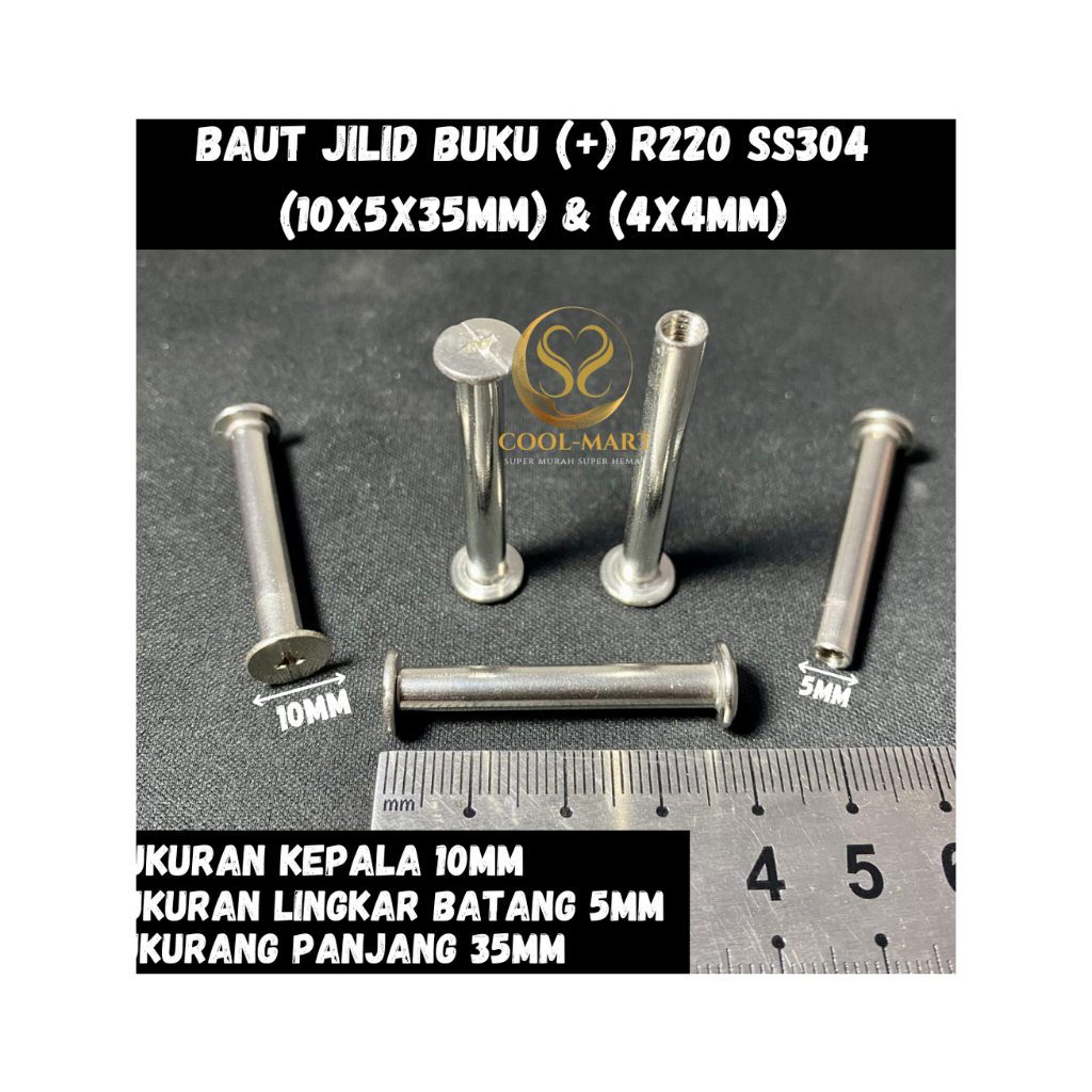 BAUT JILID BUKU (+) R220 SS304 (10X5X35MM) & (4X4MM)