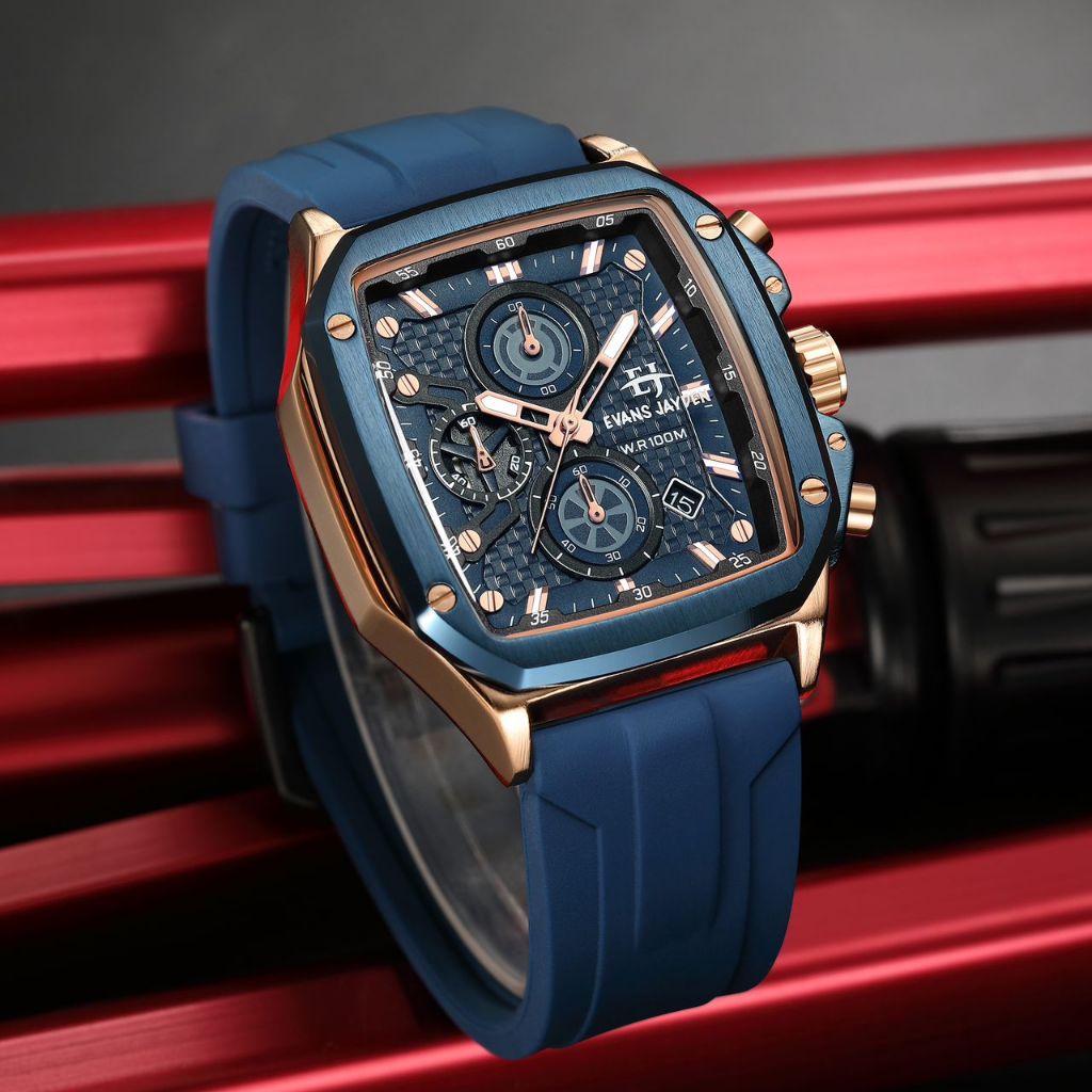 JAM TANGAN PRIA EVANS JAYDEN 9580 RUBBER CHRONO ORIGINAL KACA SAPPHIRE WATER RESSITANT