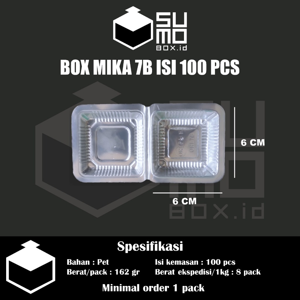 Box Mika Plastik 7B isi 100pcs / Mika Kotak Kecil Wadah Makanan Kue Basah Snack