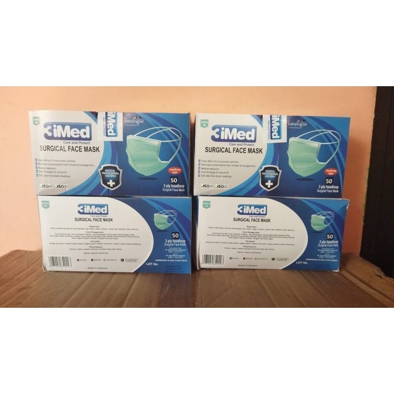 3imedSurgicalFaceMask3plyheadloop/hijab50pcs