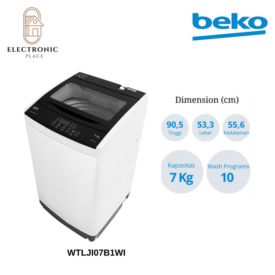 Beko WTLJI07B1WI Mesin Cuci Top Loading 7kg Putih