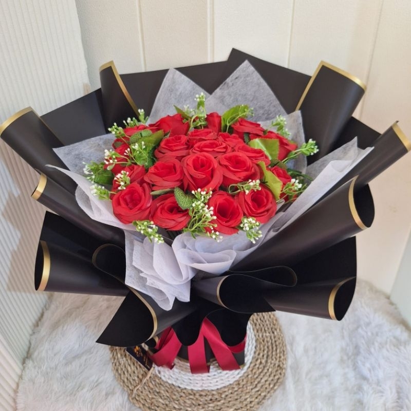 Buket jumbo artifisial premium 20 bunga mawar | buket besar mawar merah | buket bunga mawar lamaran 