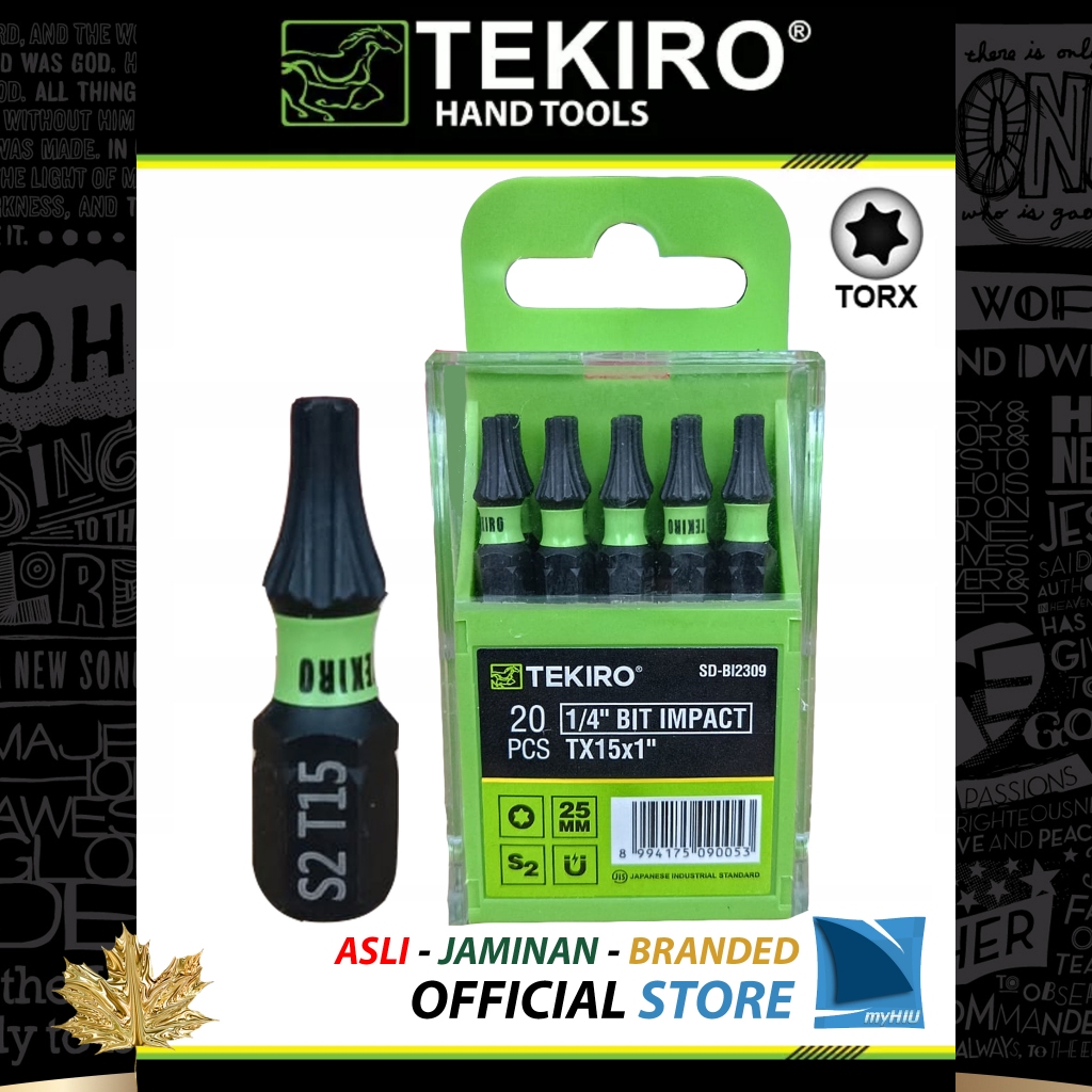 Set Mata Obeng Bintang Pukul T15~T25 x 1~2" inch Impact Driver 1/4" Hitam - Black Torx Bit Impact TE