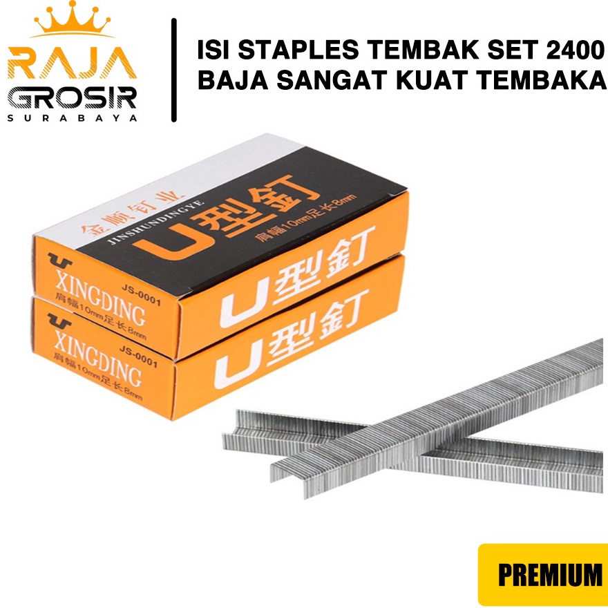 

STOK TERBARU Isi Staples Tembak Motor Kayu Isi Stapler Refill tacker Steples Baja 24 pcs Kuat Kokoh