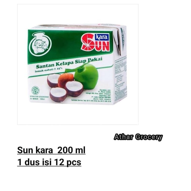 

SUN KARA SANTAN KELAPA SIAP PAKAI 200ml 1dus isi 12pcs