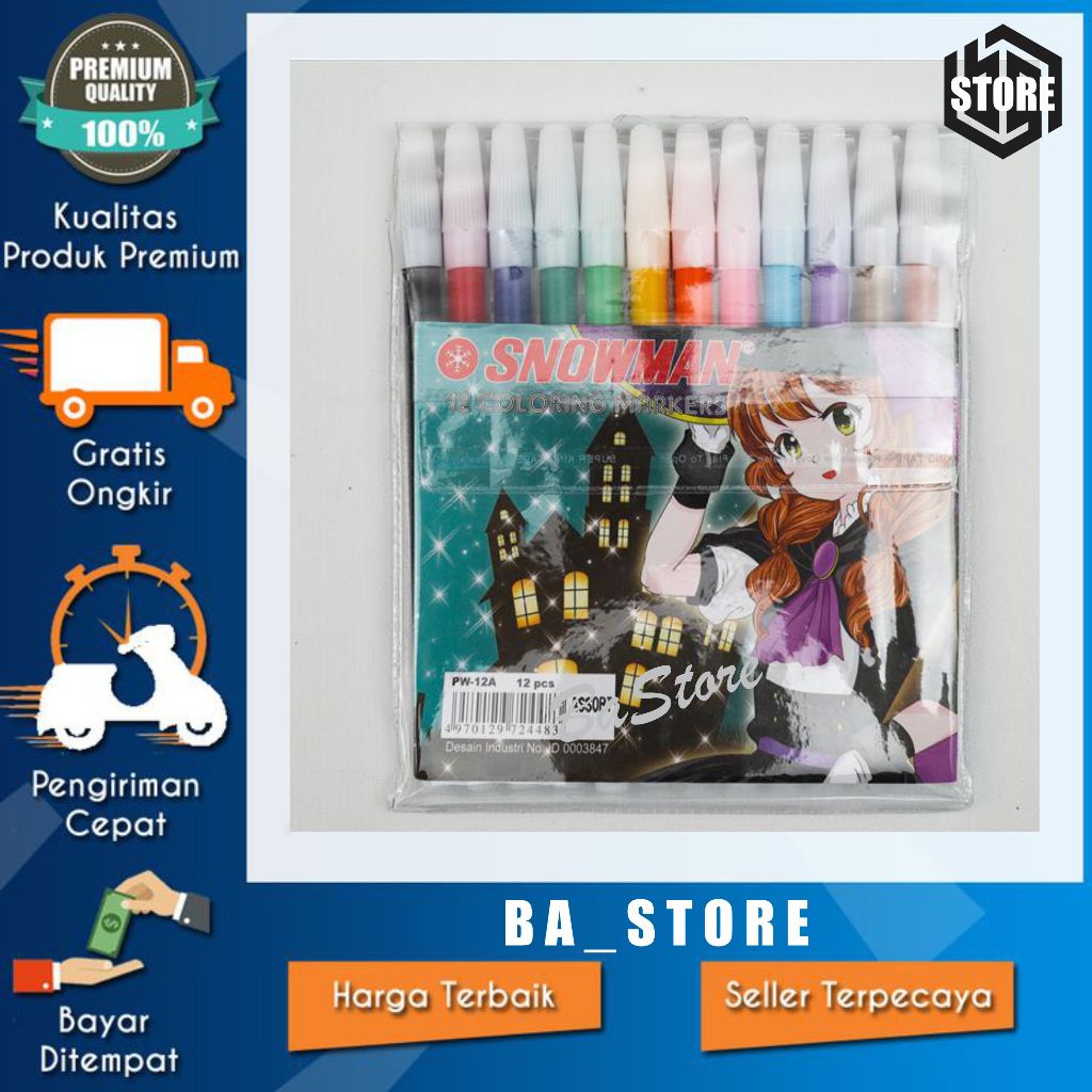 

SPIDOL KECIL SNOWMAN 12 WARNA COLOURING PEN PW-12A