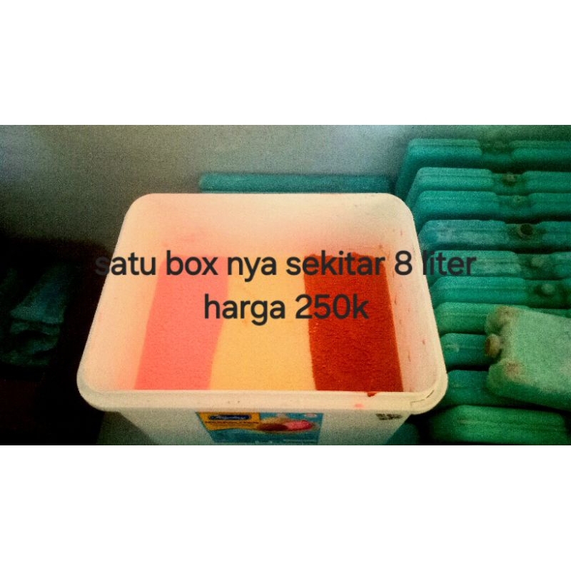 

eskrim pariasi 3 warna, satu box isi 8 liter(merek joyday)