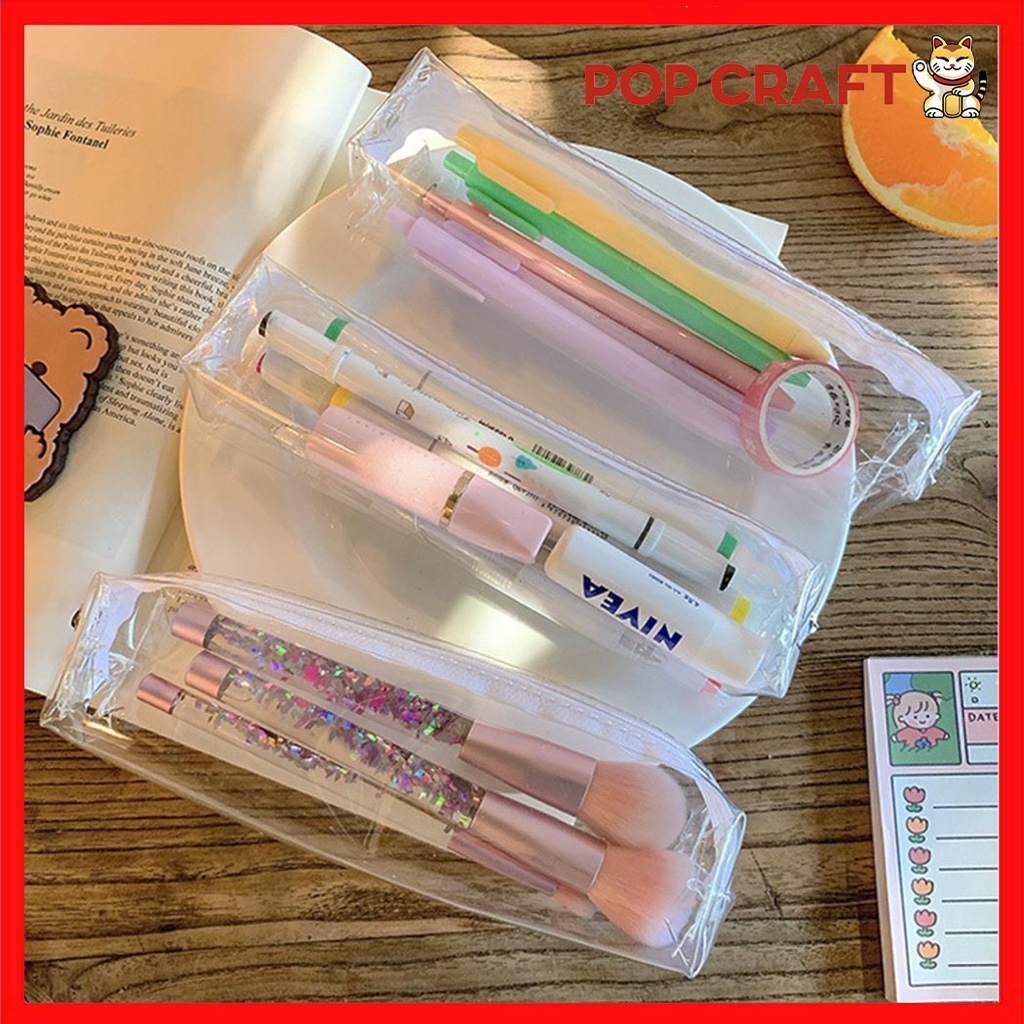 

PC Kotak Pensil MIni Transparan PVC Aesthetic Tempat / Kotak Pensil / Alat Tulis / Waterproof KP10