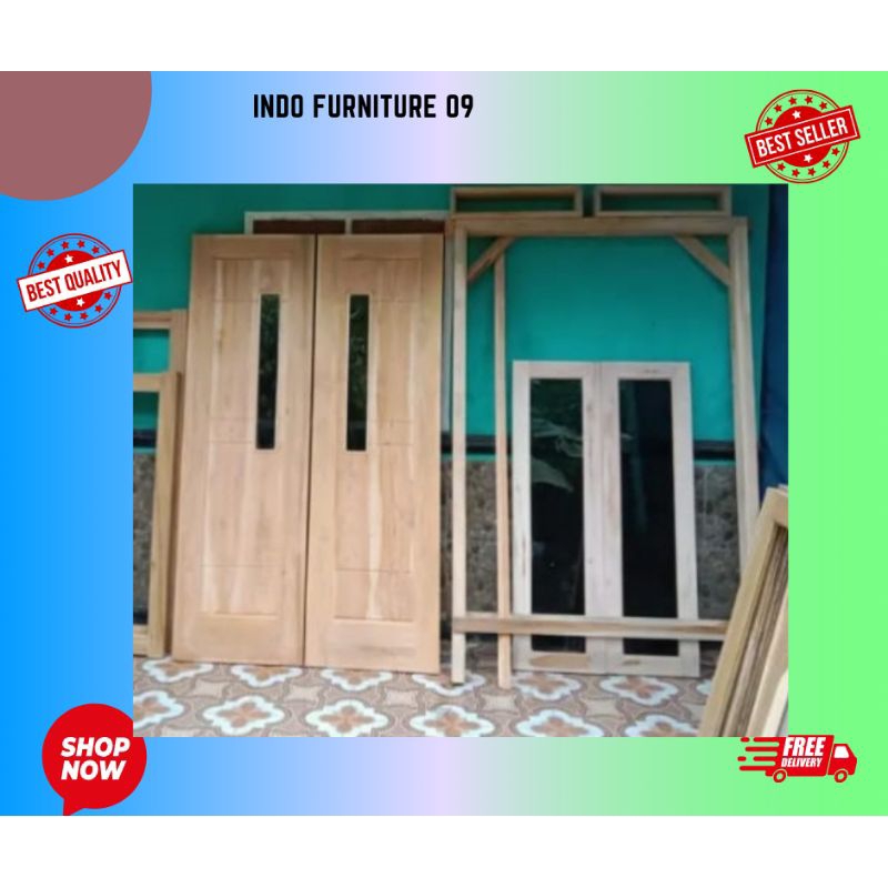 pintu utama pintu kuputarung motif minimalis kayu jati