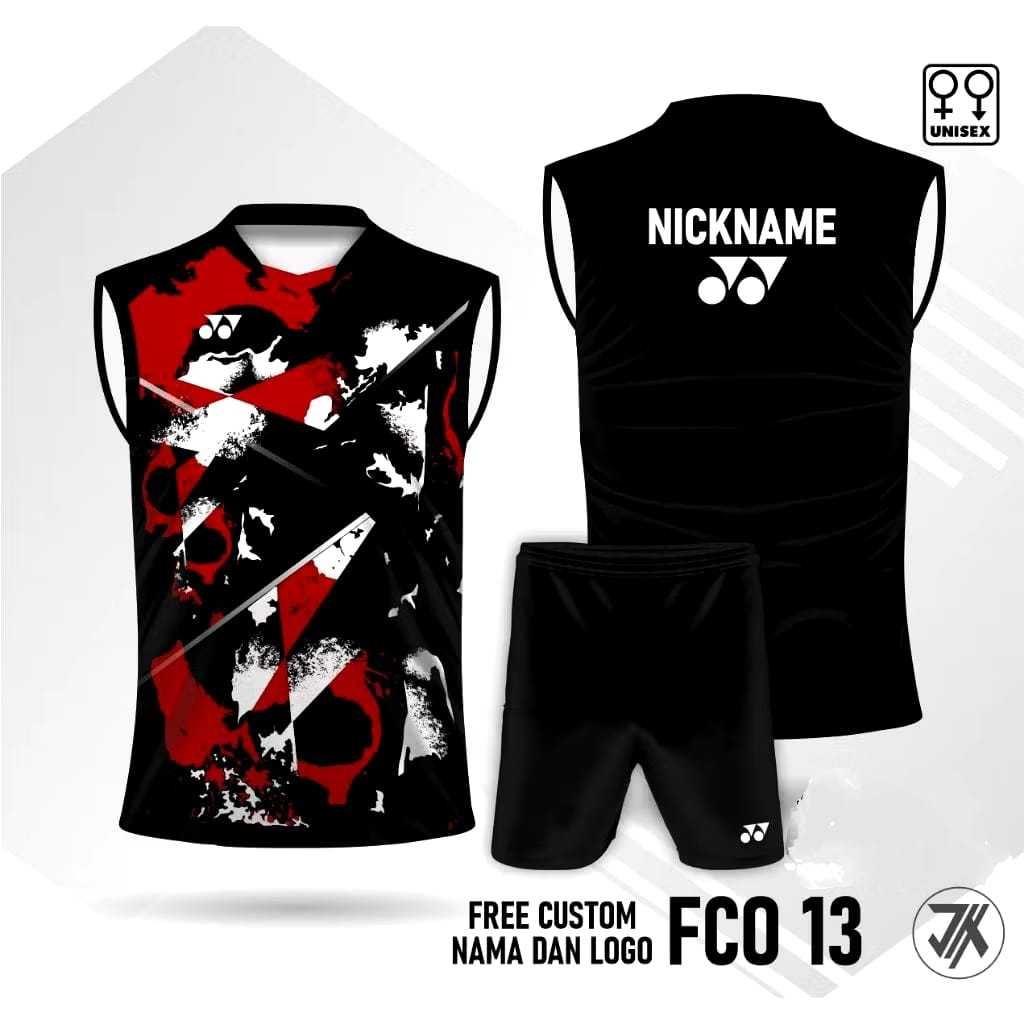 Set Jersey Singlet Badminton ynx/Set Jersey Singlet Bulu tangkis FCO 05 Free Custom Nama dan Logo