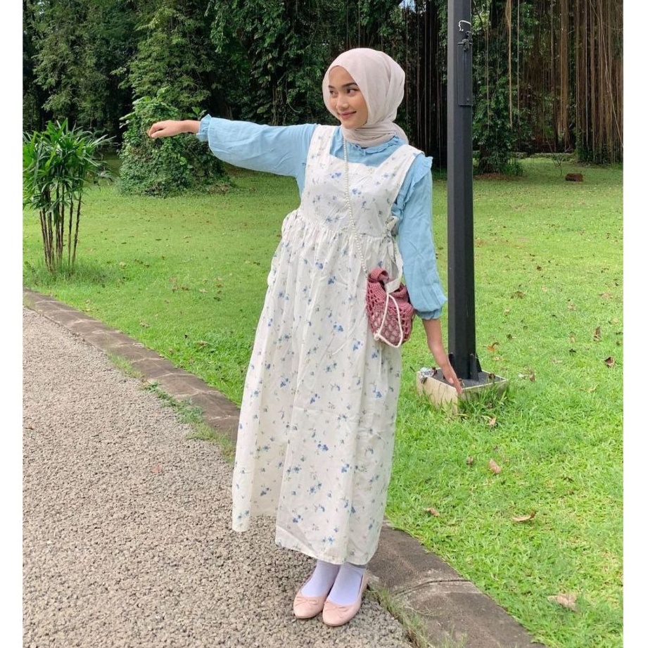 CAMELIA MIDI DRESS OVERALL MOTIF  HIMARI MIDI OVERALL DRESS MOTIF BUNGA