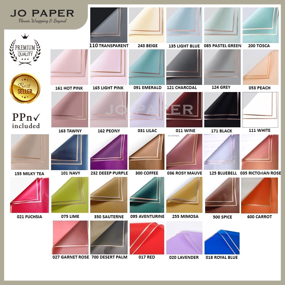 

2 LEMBAR Flower Wrapping Paper Varian List Gold Kertas Buket Bunga Cellophane Florist
