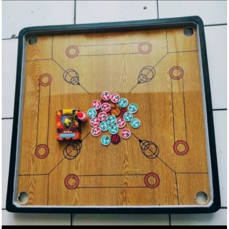 PAPAN karambol besar 90x90cm Bonus Coin+kristal karambol