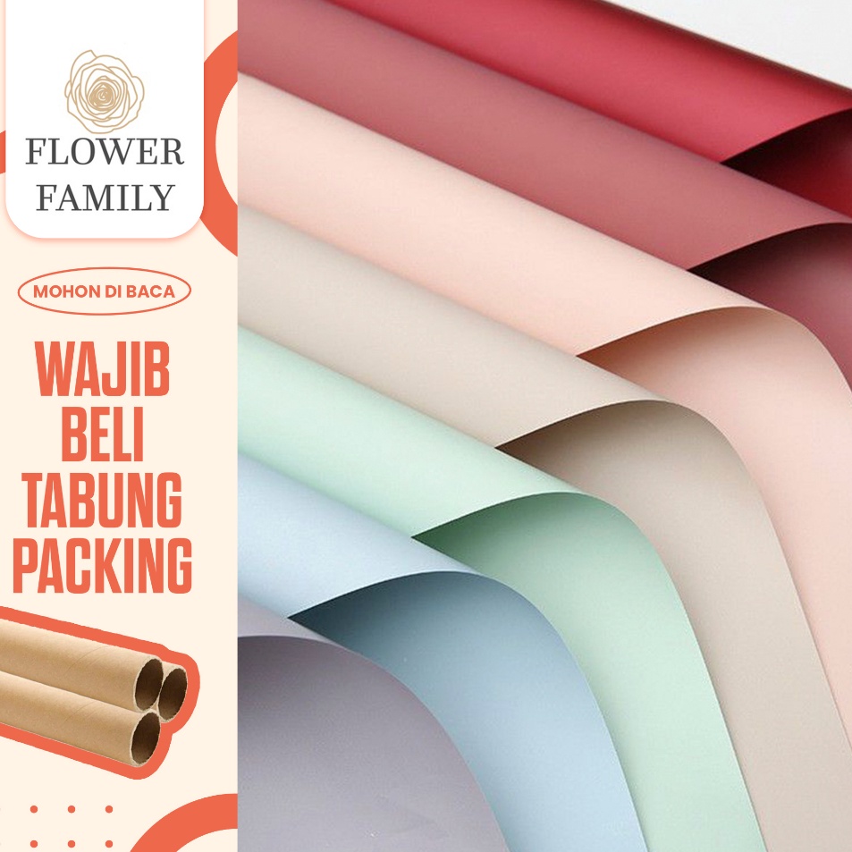 

Flower Family 2 LEMBAR Kes Buket Bunga Polos Korea DOFF Flower Wrapping Paper Cellophane DOFF Waterproof Wrapping Paper Kes Buket Bunga Wisuda Anniversary