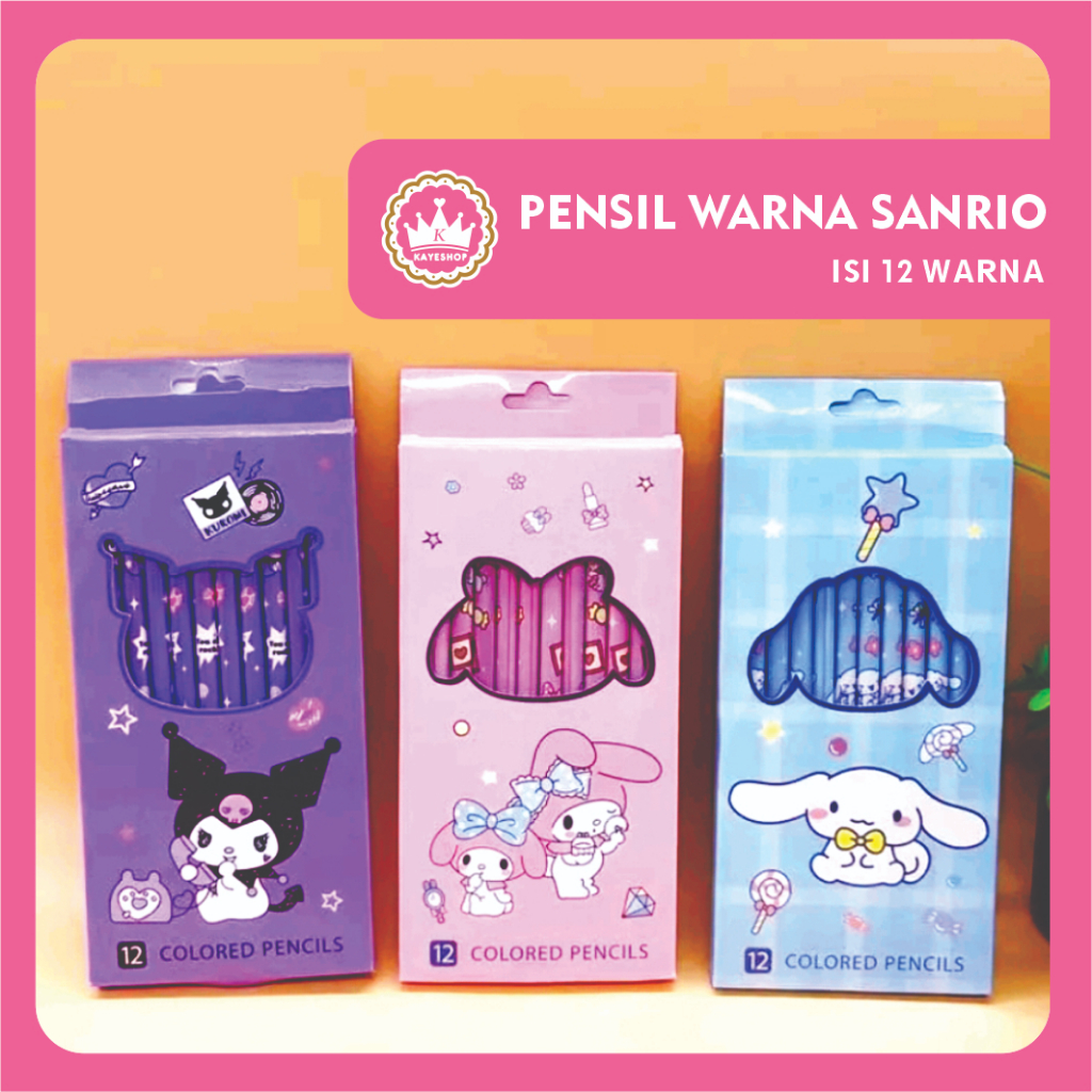 

Pensil Warna Sanrio isi 12 Warna Terang Cerah Kuromi Cinnamoroll Melody Color Pencil