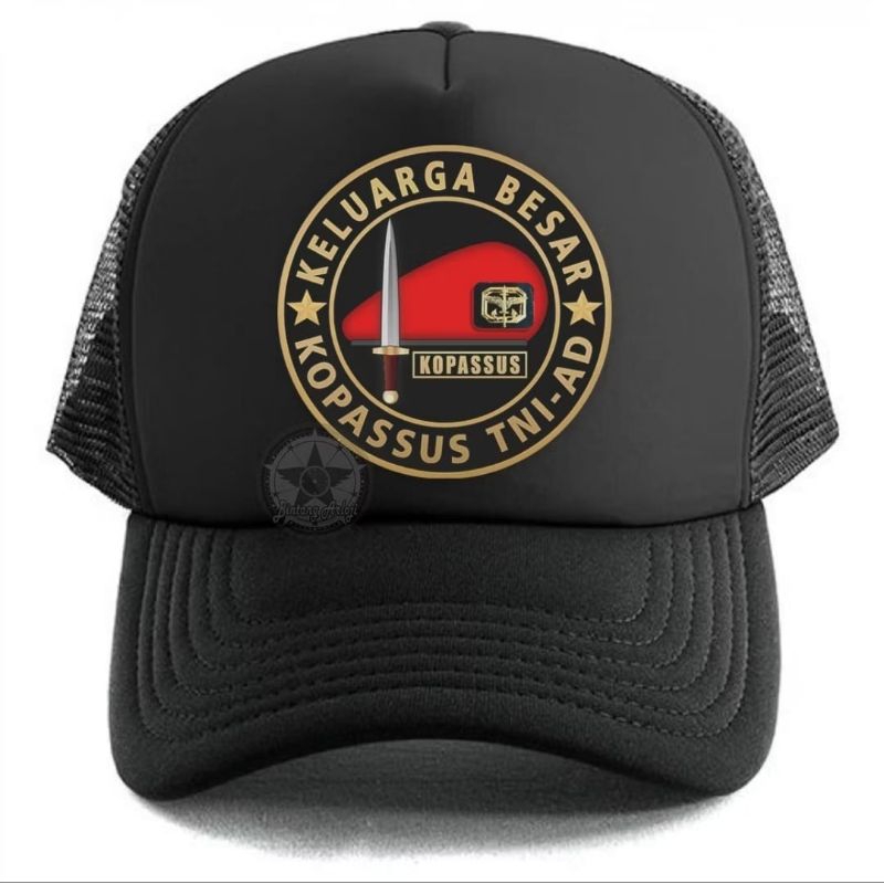 TOPI JARING TRUCKER KOPASSUS TNI AD BARET MERAH