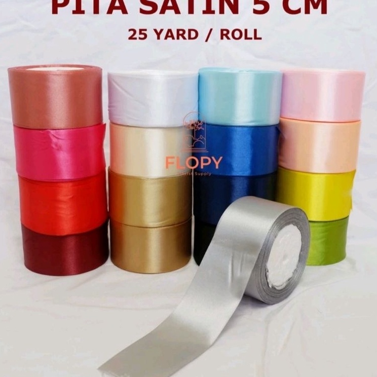 

1 satu roll pita satin 5 cm pita satin 2 untuk buket bunga pita besar lebar