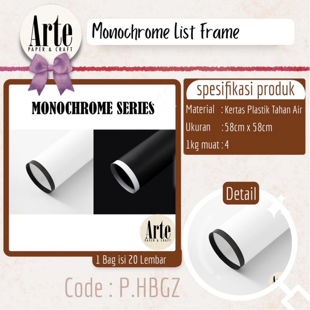 

2 Lembar Cellophane Monochrome List Frame Bingkai Kertas Buket Korea Bunga Flower Wrapping Paper Kado Arte Grosir Jakarta PHBGZ