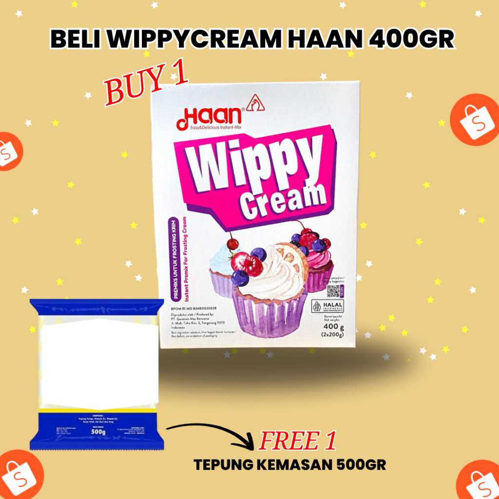 

Bonus Tepung 500gr Setiap Pembelian wippycream haan 400gr