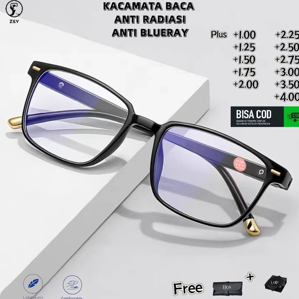 Spesial Terbaru ZY COD Kacamata Baca Plus 813 Pria Dan Wanita Anti Radiasi Anti Blueray Fungsi Readi