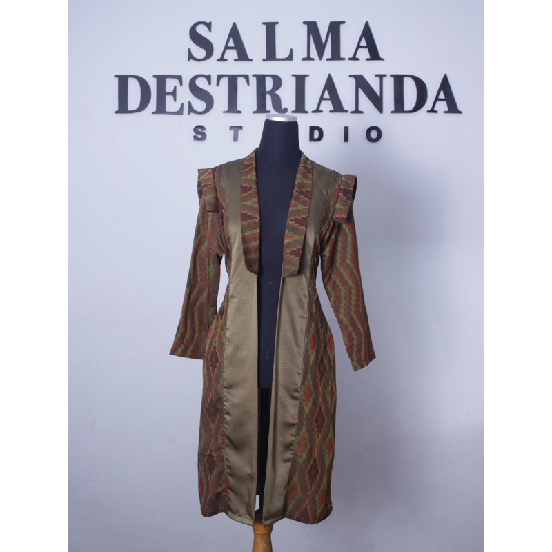 outer hijau wanita etnik batik