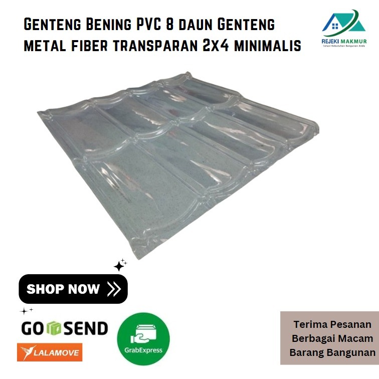 RB Genteng Bening PVC 8 daun Genteng metal fiber transparan 2x4 minimalis