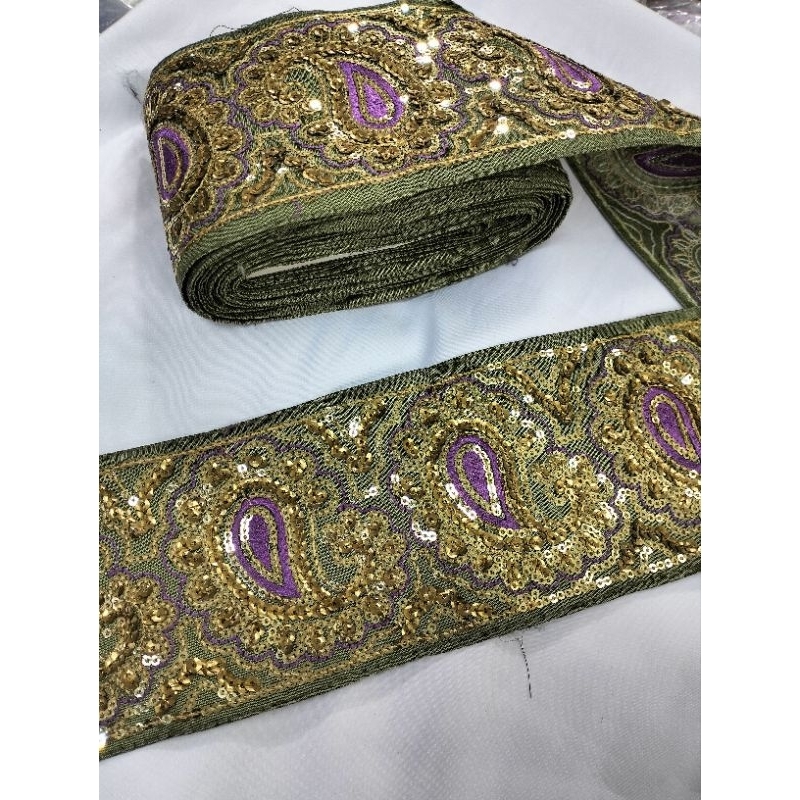 RENDA/LIST PINGGIRAN BORDIR FULL PAYET (lebar 10)