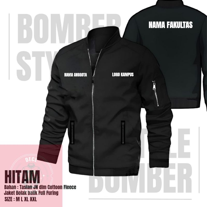 JAKET BOMBER KAMPUS/UNIVERSITAS/ORGANISASI/FAKULTAS DESAIN CUSTOM BEBAS SUKA SUKA SABLON KUAT TERBAR